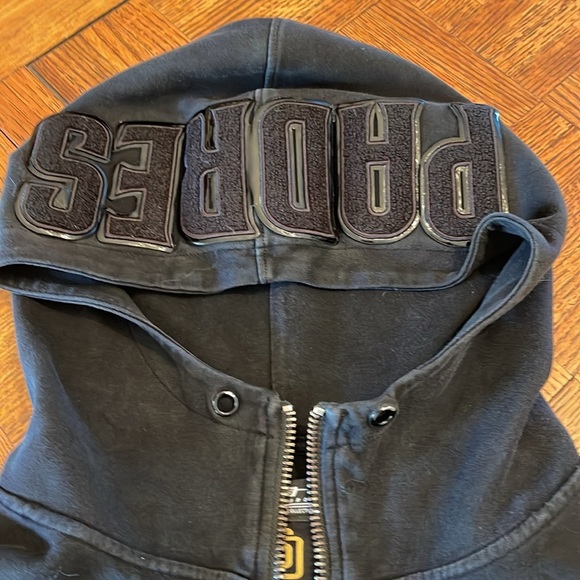 PRO STANDARD SAN DIEGO PADRES Black Zip-Up Hoodie with Embroidered Logo L - Picture 3 of 9